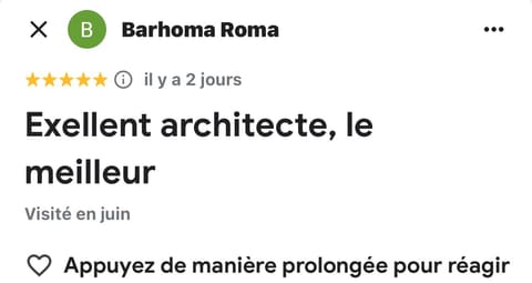 Avis Google 5 étoiles laissé par Barhoma Roma (capture d'écran)