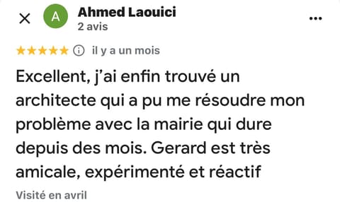 Avis Google 5 étoiles laissé par Ahmed Laouici (capture d'écran)